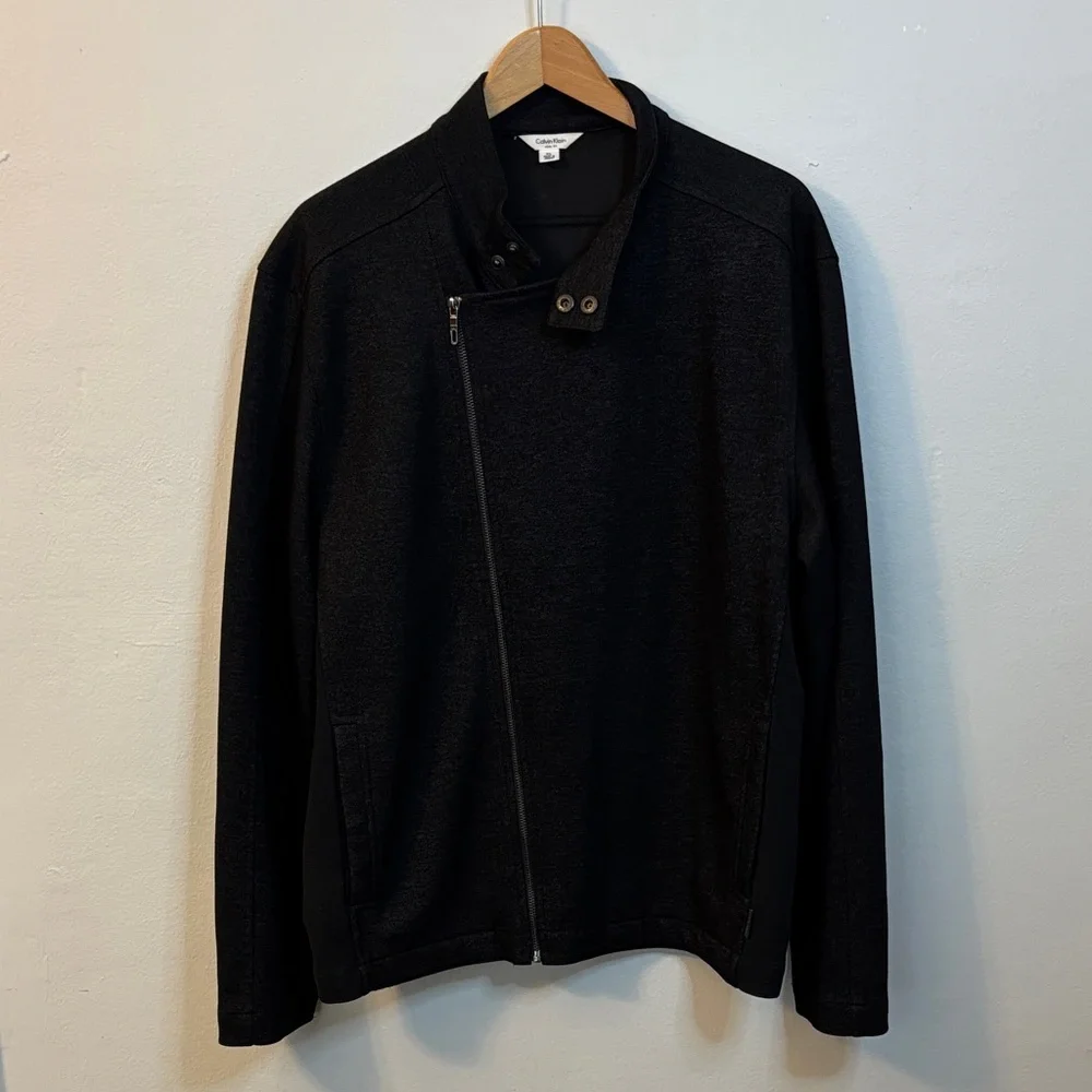 Calvin Klein Moto Men’s‎ Asymmetrical Zip Jacket Charcoal Grey Size XL Slim Fit